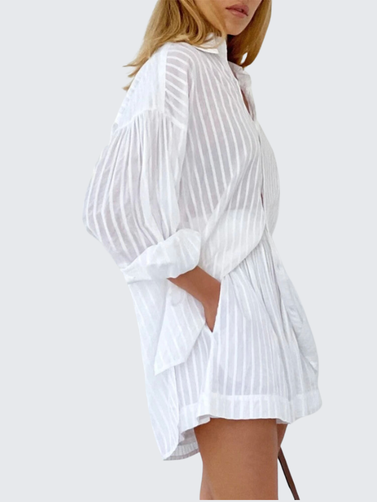 Evelin Summer Two-Piece Shirt & Shorts Set