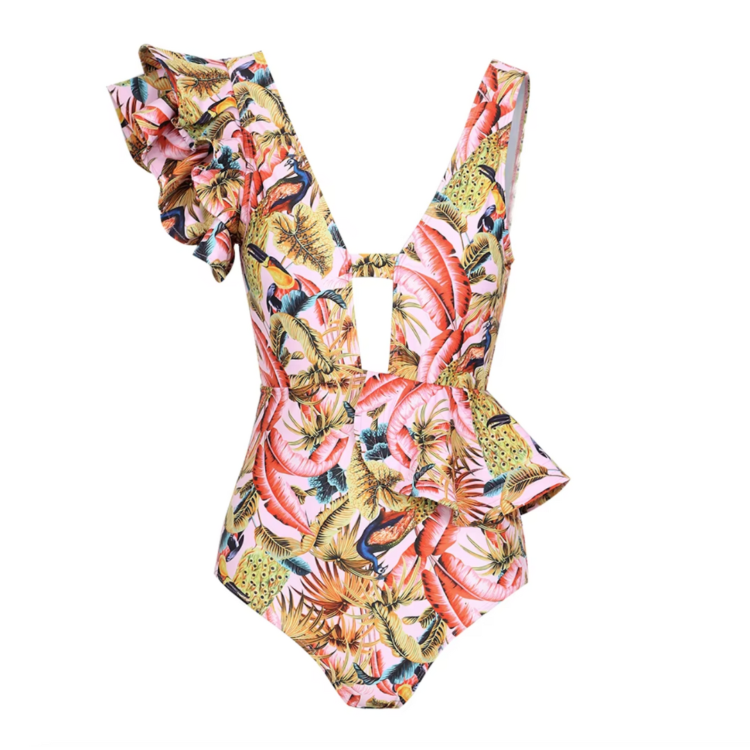 Maya Ruffle One-Shoulder Swimsuit