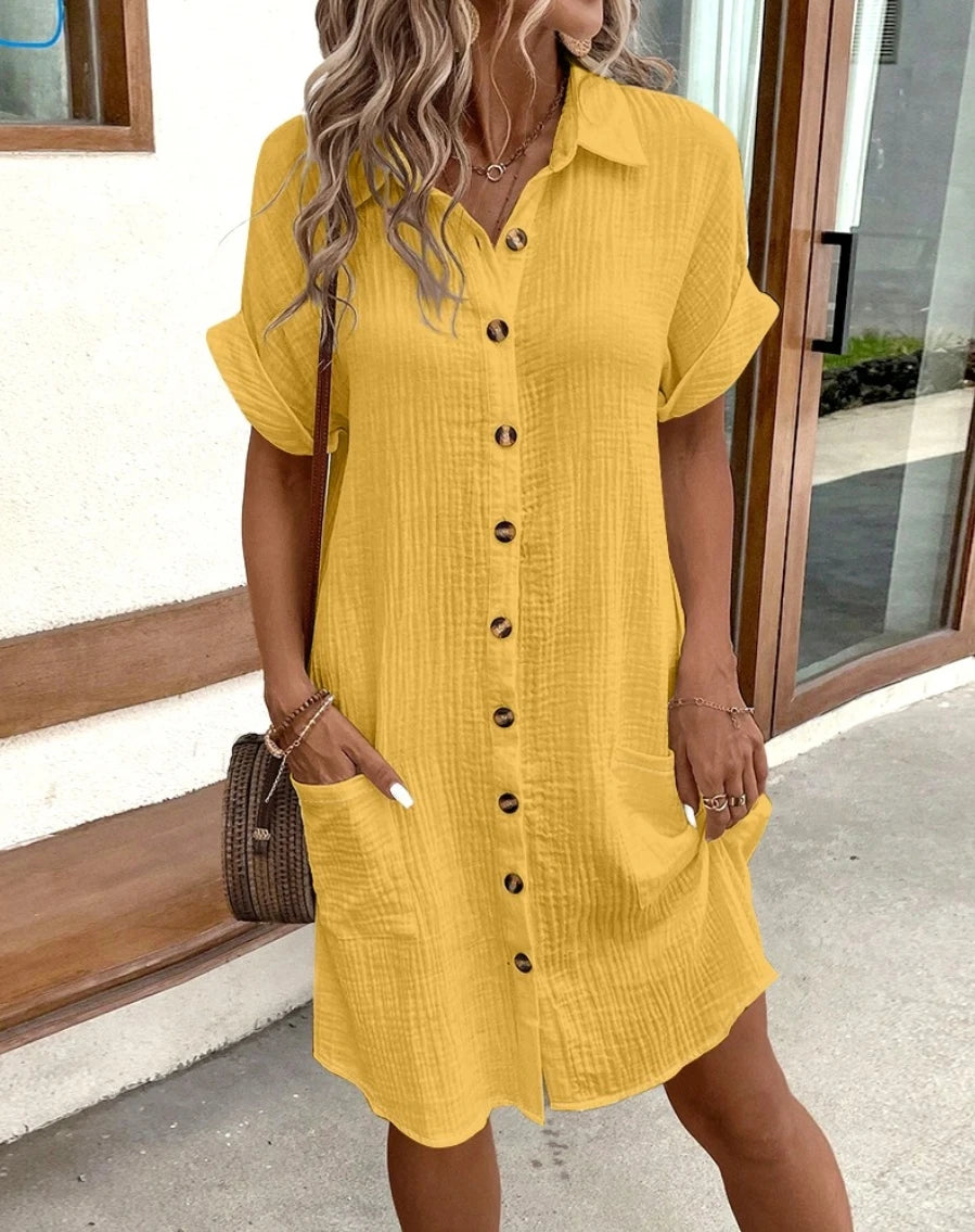 Serena Summer Cotton Linen Casual Dress