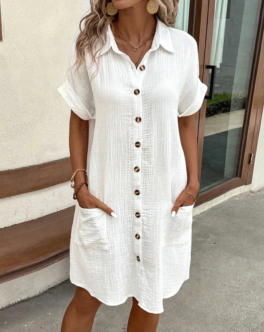 Serena Summer Cotton Linen Casual Dress