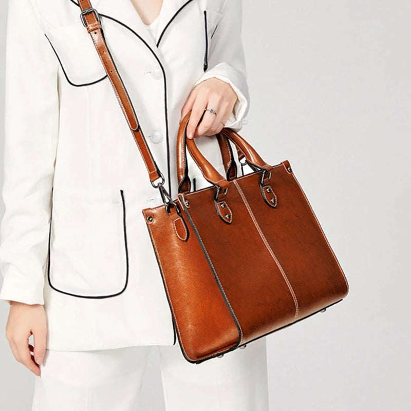 Amelia Structured Cowhide Leather Tote
