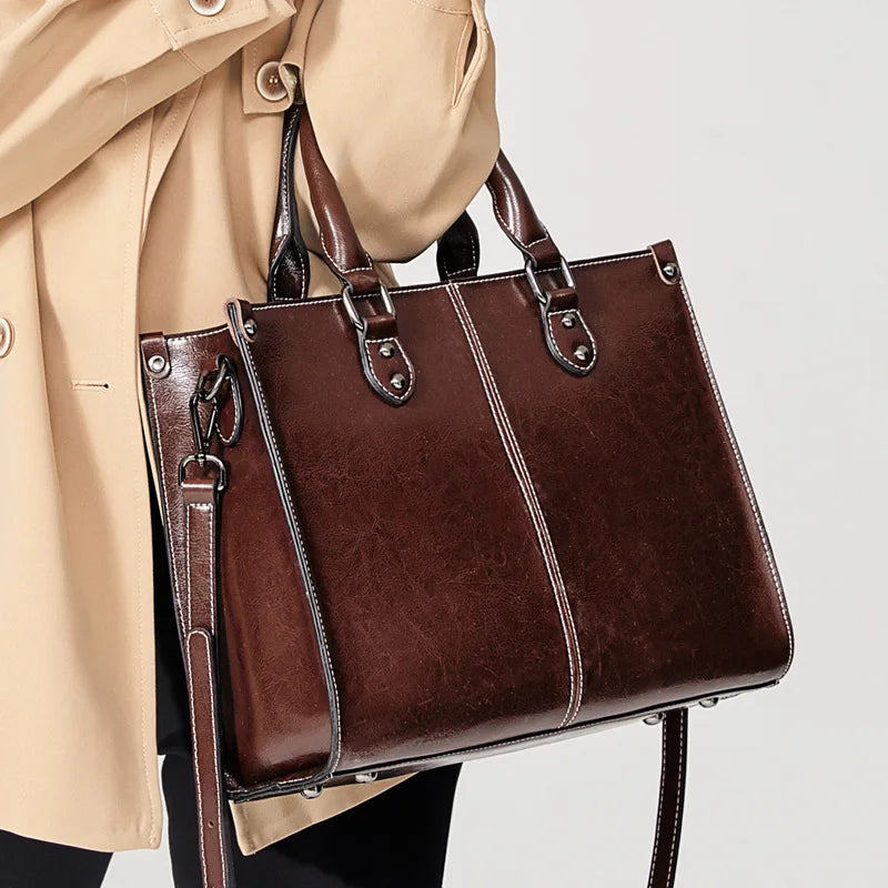 Amelia Structured Cowhide Leather Tote