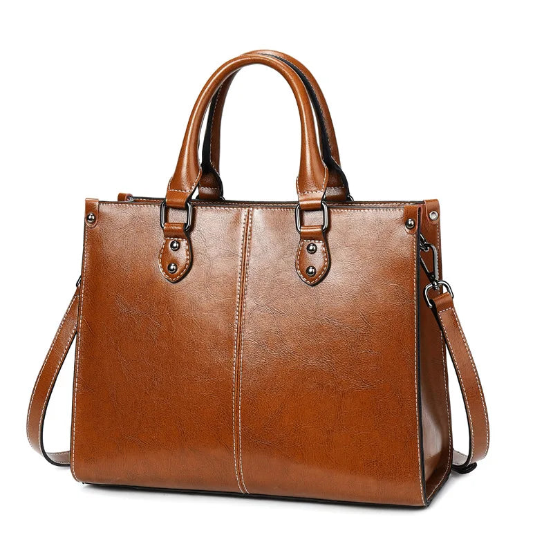 Amelia Structured Cowhide Leather Tote
